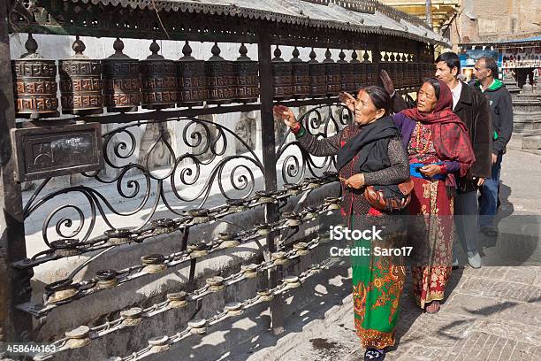 Swayambhunath Pilgrims Stock Photo - Download Image Now - Adult, Adults Only, Asia