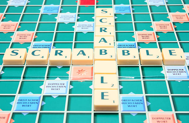 Idar-Oberstein, Germany - March 3, 2011: Mattel's famous family board game Scrabble with the words scrabble layed out vertical and horizontal. This is the german version of the game.