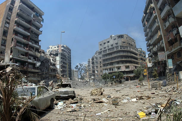 Beirut Bombed stock photo