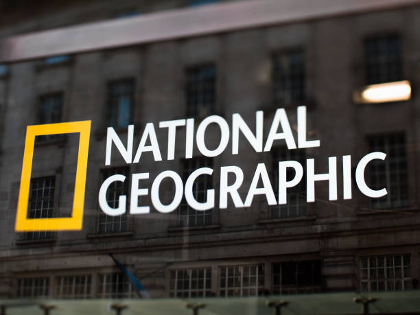 National Geographic Sign London, UK - May 2, 2011: close-up of a National Geographic sign located in Regent Street in London. Photo taken with a tilt shift lens. inner london stock pictures, royalty-free photos & images