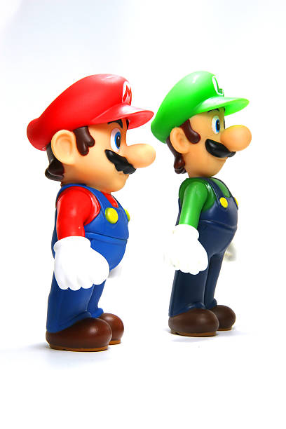 Brotherhood Vancouver, Canada - April 9, 2012: Mario and Luigi from the Nintendo Super Mario franchise of games, posed against a white background. The toys are from Banpresto Company. named animal stock pictures, royalty-free photos & images