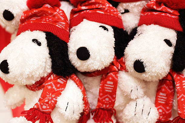 Christmas stuffed plush snoopy toys stock photo