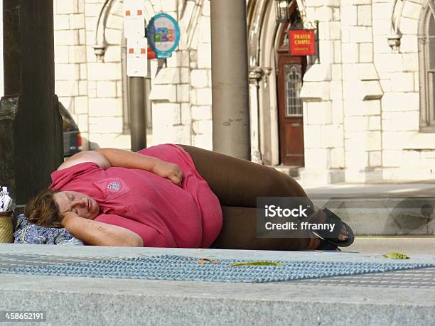 Homeless Woman Sleeping On Sidewalk Stock Photo - Download Image Now - Fernando Botero, Poverty, 30-39 Years