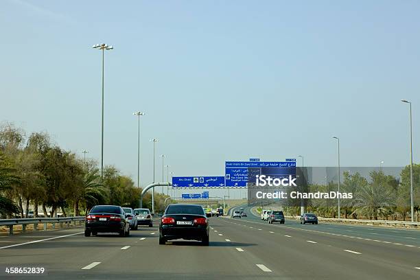 Uae Exit To Yas Island Stock Photo - Download Image Now - Arabia, Car, Driving