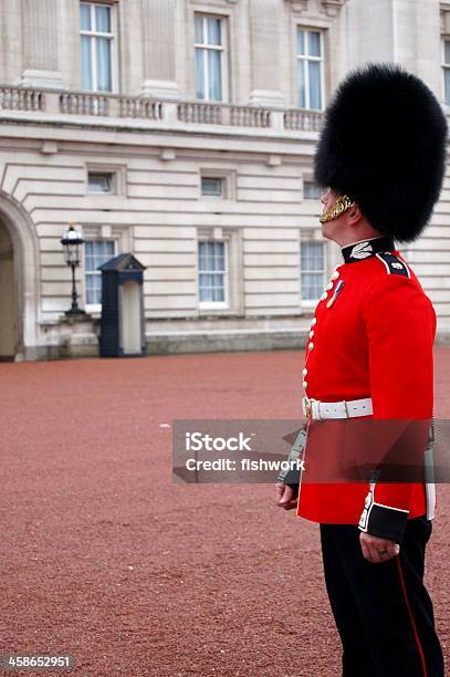 Palácio De Buckingham Guarda - Fotografias de stock e mais imagens de Capitais internacionais - Capitais internacionais, Chapéu, Chapéu da Guarda Real Britânica