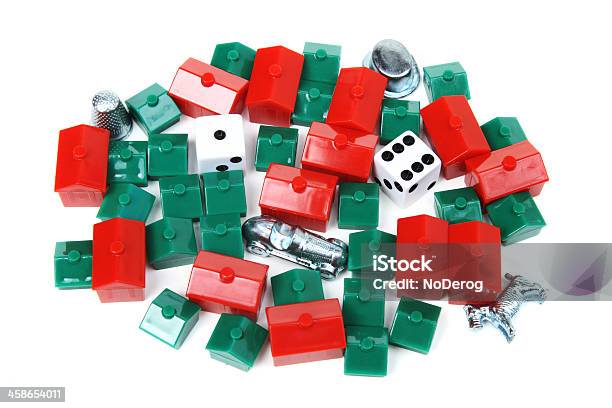 Monopoly Board Game Pieces Stock Photo - Download Image Now - Monopoly, Leisure Games, Cut Out