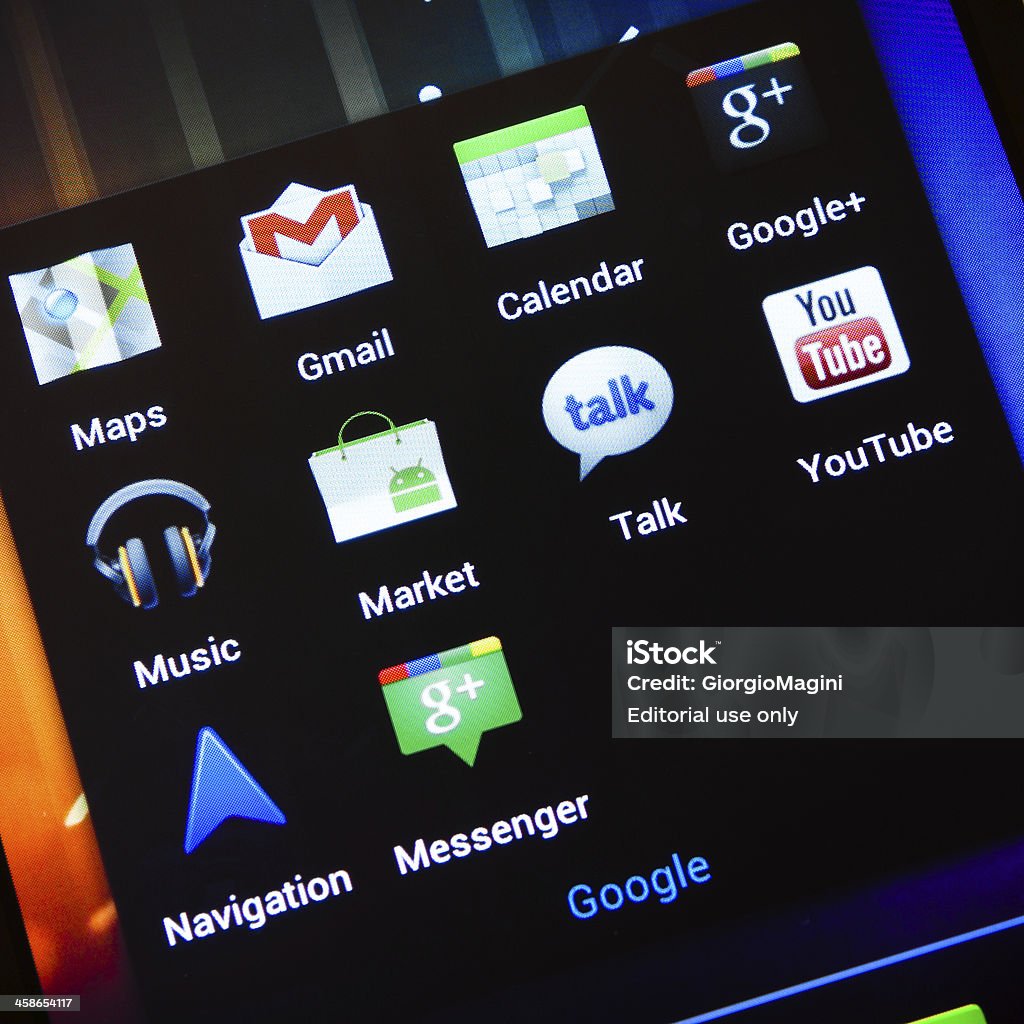 Google aplikacje na Samsung Galaxy Nexus z systemem Android 4 - Zbiór zdjęć royalty-free (Android)
