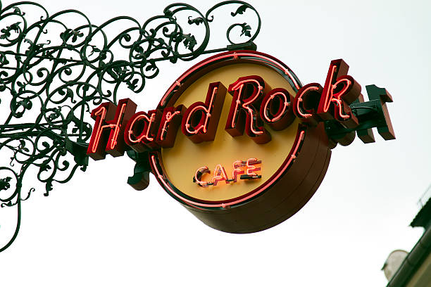 Munich, Germany, 11th June 2011, The picture shows the  HARD ROCK CAFE sign of the original Hard Rock Cafe in Munich, Germany. HARD ROCK CAFE is a worldwide trademark with chains of cafes and hotels all over the world.