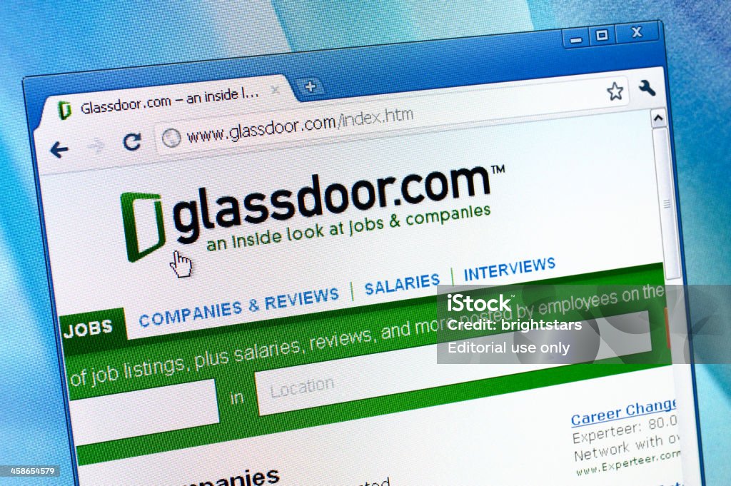 Glassdoor sito web al browser - Foto stock royalty-free di Affari