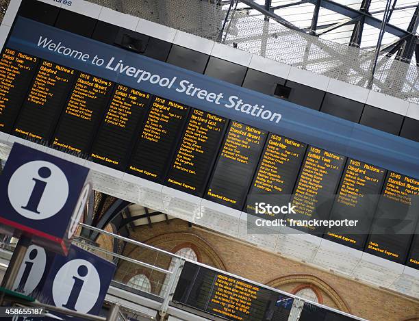 Arrival Departure Board At Liverpool Street Station In London Stock Photo - Download Image Now