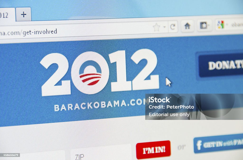 2012 Barack Obama Wahl website - Lizenzfrei Barack Obama Stock-Foto