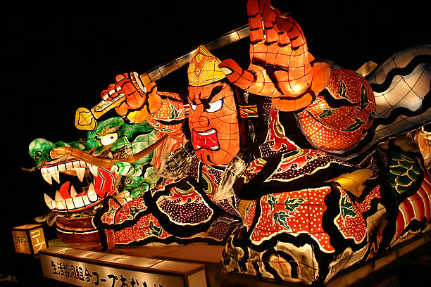 Aomori, Japan - August 3rd, 2004: Paper monsters at the August Nebuta Matsuri (Festival) in Aomori in Northern Japan.
