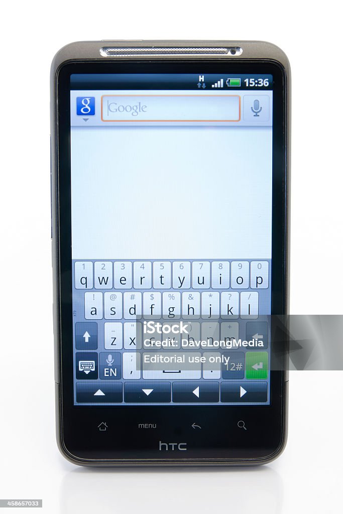 Google Android Smartphone HTC Desire HD - Lizenzfrei Android - Markenname Stock-Foto