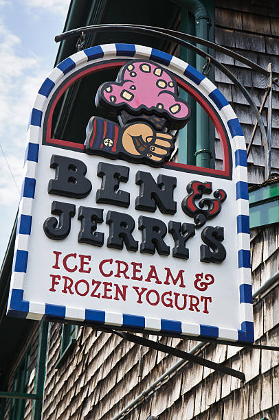 Newport, Rhode Island, USA-April 26, 2012: Ben & Jerry's Ice Cream  is one of the many shops and restaurants located on the Long Wharf section of Newport's Waterfront Walk