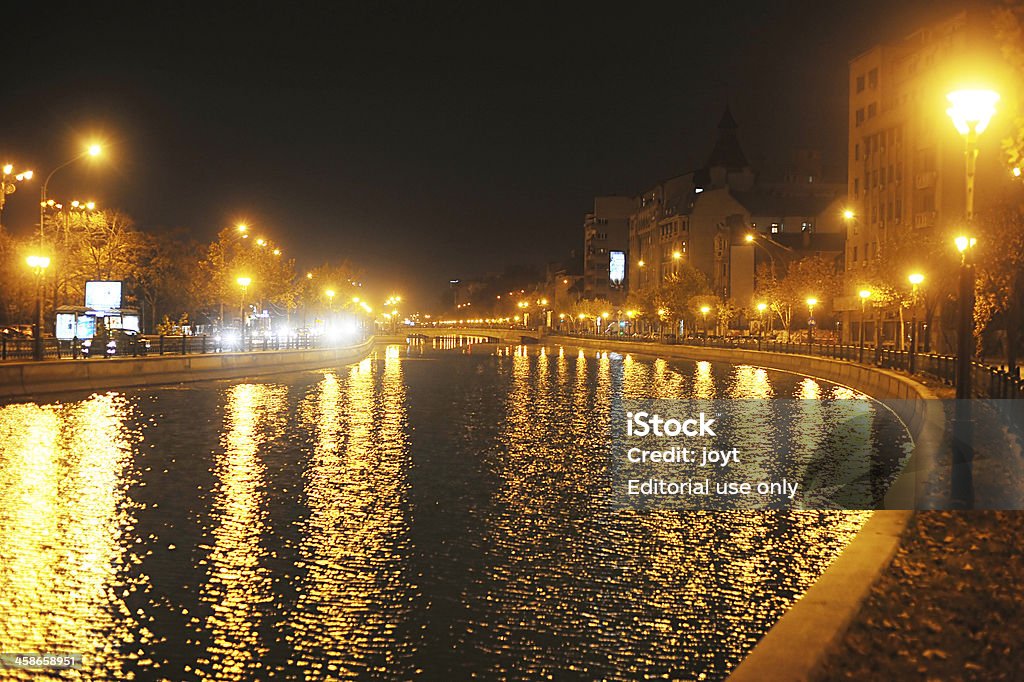 Dambovita river night "Bucharest, Romania - November 06, 2011: Dambovita river  in the center of Bucharest at night" Architecture Stock Photo
