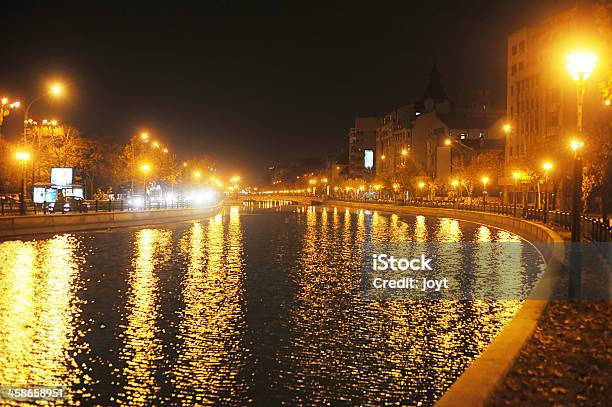 Dambovita River Night Stock Photo - Download Image Now - Architecture, Brown, Bucharest