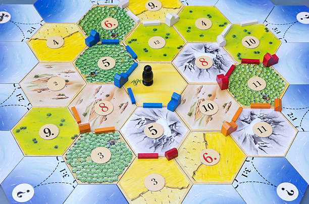 Utrecht, The Netherlands - July 4, 2011: Image of the famous board game The Settlers of Catan created by the German Klaus Teuber in 1995. In the game, players take the role of settlers and try to build and develop a settlement by trading resources with the other players.
