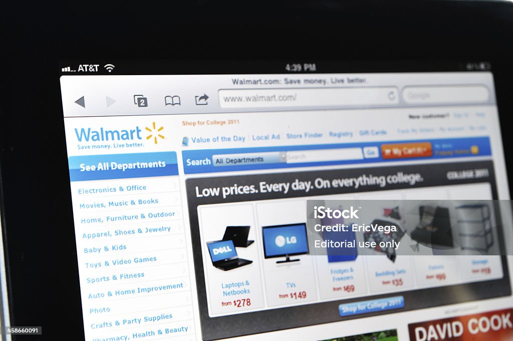 iPad exibindo o Walmart Site - Foto de stock de Wal-mart royalty-free
