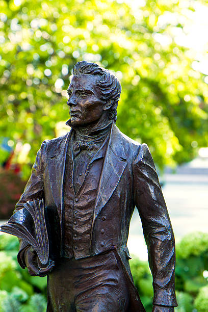 Bronze Monument of Joseph  Smith Salt Lake City, Utah - September 8, 2011: Bronze monument of Joseph  Smith, the first Latter Day Saint prophet. The statue is located in Temple Square beside the walking gardens. mormonism photos stock pictures, royalty-free photos & images