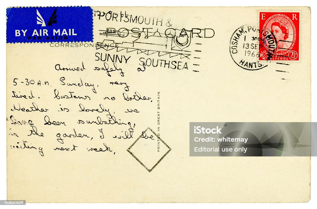 Tarjeta postal de la ciudad de Portsmouth, 1966 - Foto de stock de 1960-1969 libre de derechos