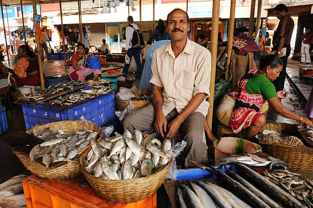 goa vendedor del mercado - panjim fotografías e imágenes de stock