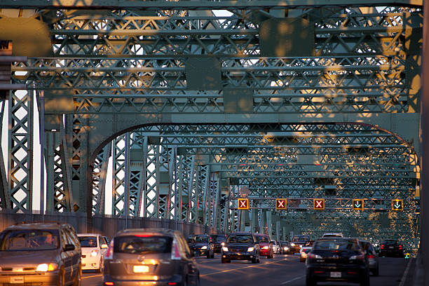 Traffic on the bridge stock photo