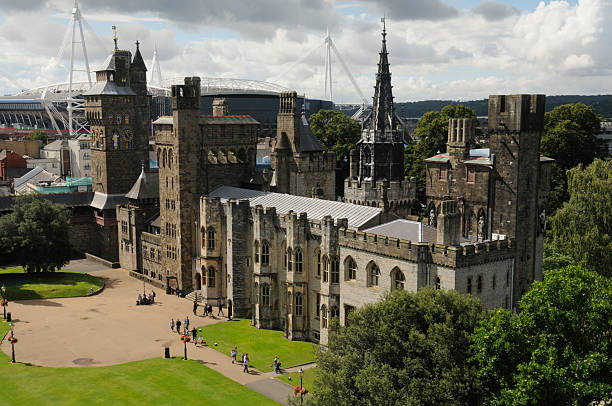 Mansion and Clock-tower, Cardiff Castle, Wales stock photo