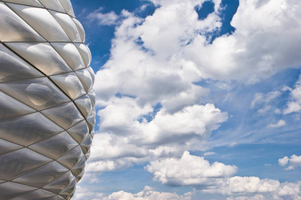 Munich, Germany - January 2, 2015: Allianz Arena in Munich, Germany. Widely known for its exterior of inflated ETFE plastic panels, it is the first stadium in the world with a full color-changing color exterior.