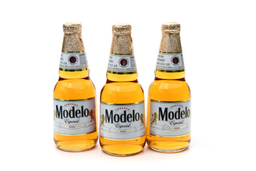 West Palm Beach, USA - May 5, 2012: This is a studio shot of three bottles of Modelo Especial, manufactured by Cerveceria Modelo in Mexico City, Mexico.