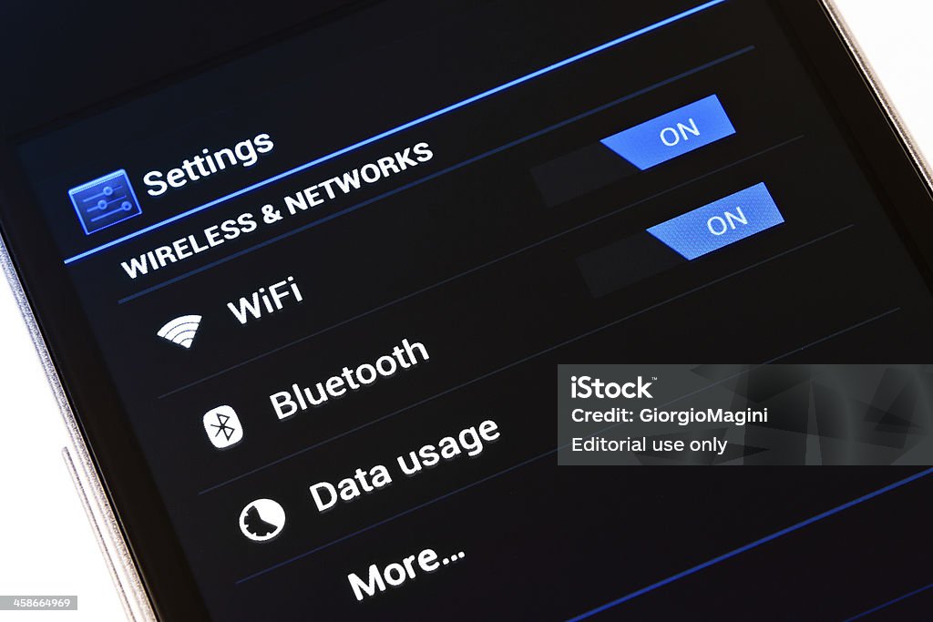Łączność bezprzewodowa i sieci Ustawienia na Samsung Galaxy Nexus Android 4 - Zbiór zdjęć royalty-free (Bluetooth)