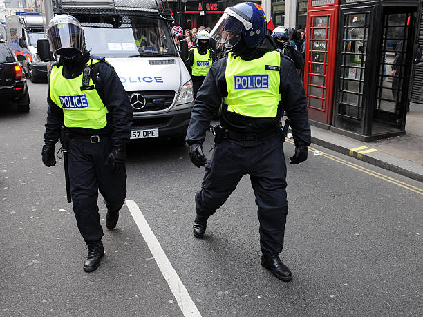 Riot Police in London stock photo