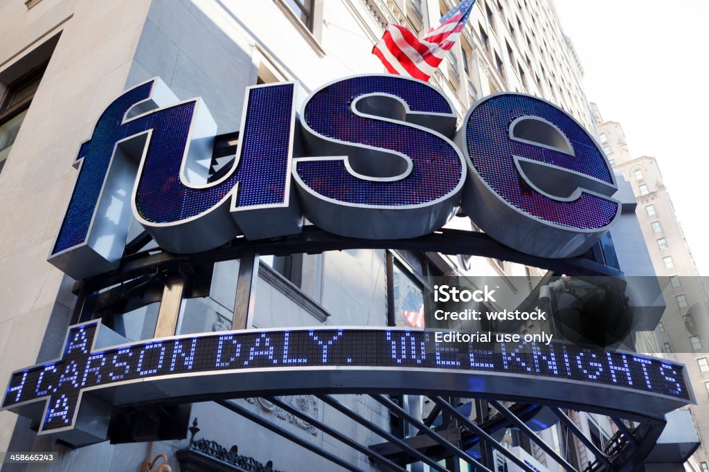 Fuse TV Marquee 7th Avenue Manhattan New York, New York, USA - December 1, 2011: The fuse tv marquee on 7th avenue across from Penn Station. fuse tv is a music oriented cable tv channel. 7th Avenue Stock Photo