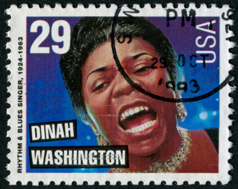 Richmond, Virginia, USA - February 16th, 2012:  Cancelled Stamp From The United States Featuring The Rhythm And Blues Singer Dinah Washington.