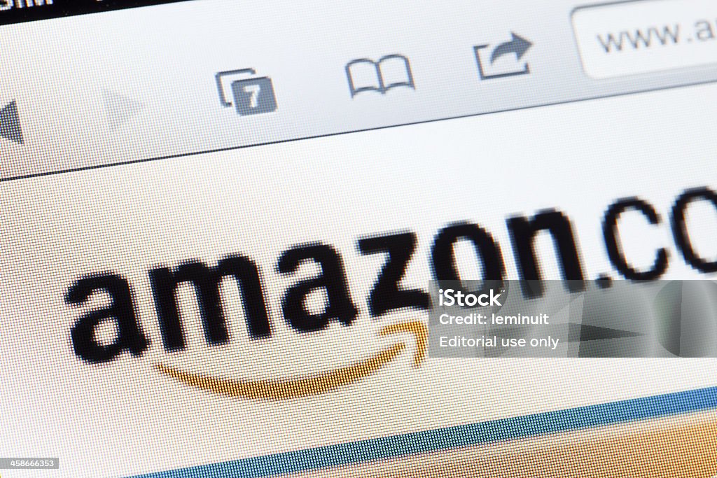 Amazon logo Erandio, Spain - March 8, 2011: Amazon.com Inc. logo as seen on an LCD screen with facebook front page opened in Safari web browser. Amazon is one of the most famous online shop in the internet. Amazon River Stock Photo