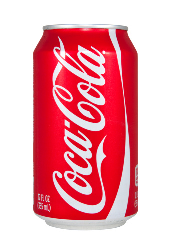 Nashville, Tennessee, USA - February 28st, 2011: A 12oz can of Coca-Cola from the signature logo on the side, isolated on white.