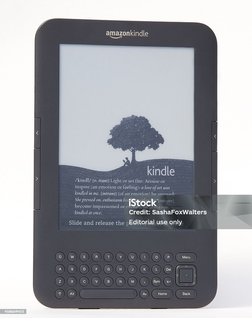 Amazon Kindle electronic reader "Cardiff, UK - April 2, 2011:  Amazon Kindle - new generation 3G electronic reader which is currently the market leader in the UK" Amazon.com Stock Photo