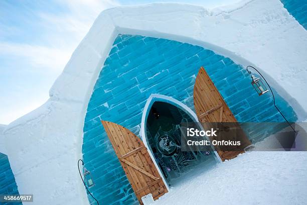 Quebec City Ice Hotel Ice Wall And Entrance Stock Photo - Download Image Now - Canada, Quebec City, Quebec