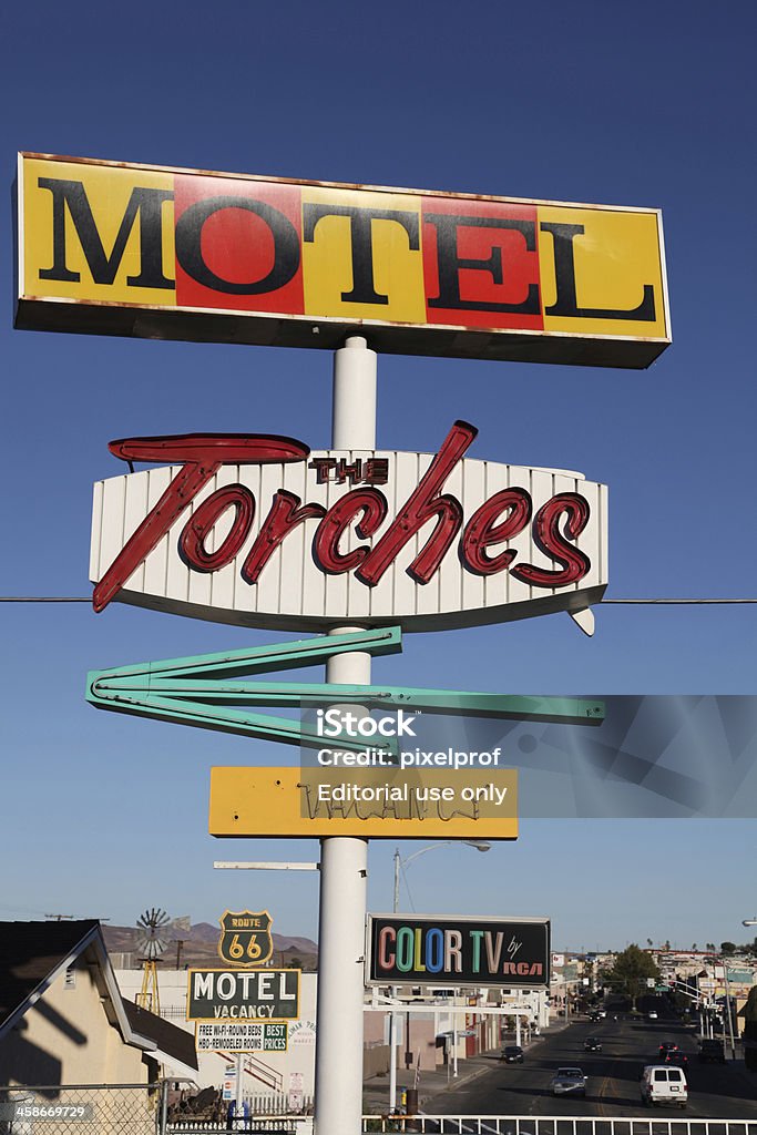 Motel segno di Route 66 - Foto stock royalty-free di Barstow