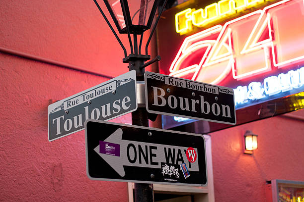 Bourbon street sign in New Orleans stock photo