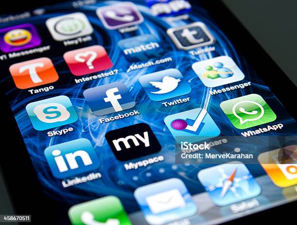 Social Media Applications Stock Photo - Download Image Now - Apple Computers, Big Tech, Brand Name Online Messaging Platform