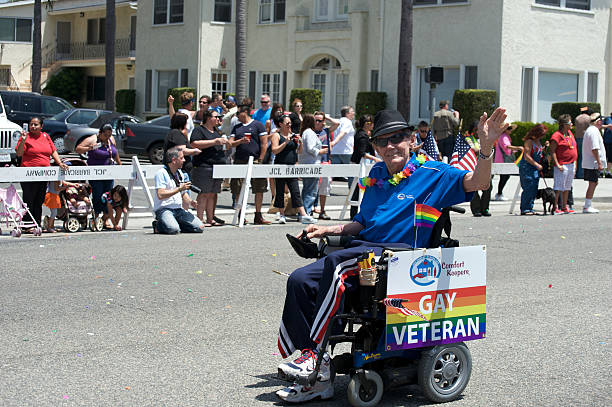 Veteran at the Long Beach Lesbian and Gay Pride Parade stock photo