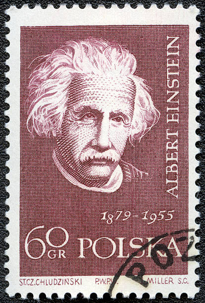 francobollo polonia 1959 albert einstein - scientist science physicist mathematician foto e immagini stock