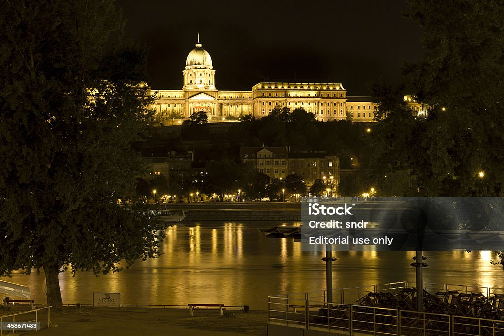 Royal Palace of Buda Budapest, Hungary - September 27, 2011: The Royal Palace of Buda by night in Budapest. Architectural Dome Stock Photo