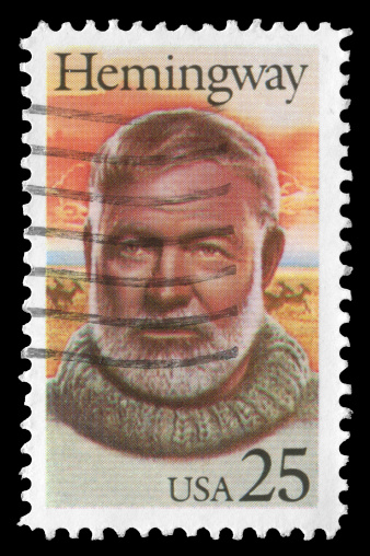 Beijing, China - January 26, 2012: US postage stamp Ernest Miller Hemingway(1899aa1961), a well known American author and journalist.