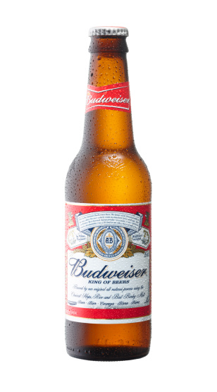 Penang, Malaysia - June 28th 2011: A bottle of Budweiser beer isolated on white background