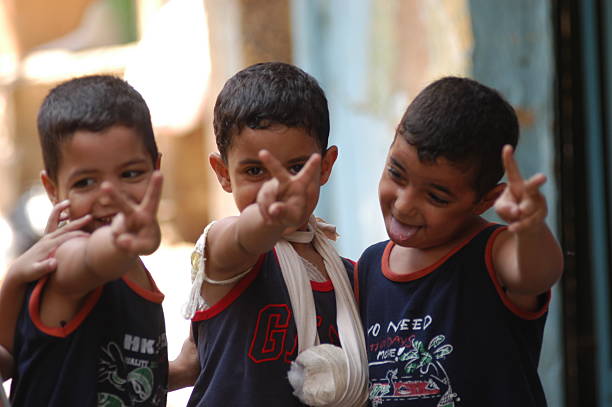 Palestinian Children in Refugee Camp stock photo