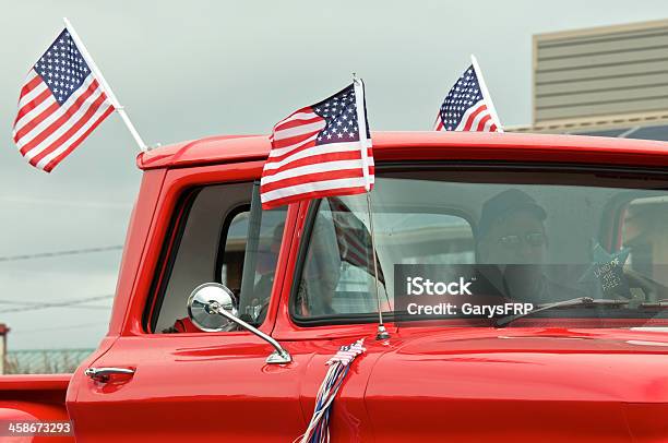 Veterans Parade The Dalles Oregon Classic Red Chevrolet Pickup Cab Stock Photo - Download Image Now