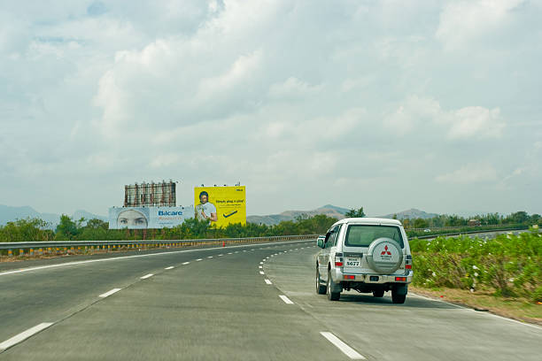 Pune, India - November 30, 2008: One SUV running on a Pune Mumbai Expressway in Pune, Maharashtra - India