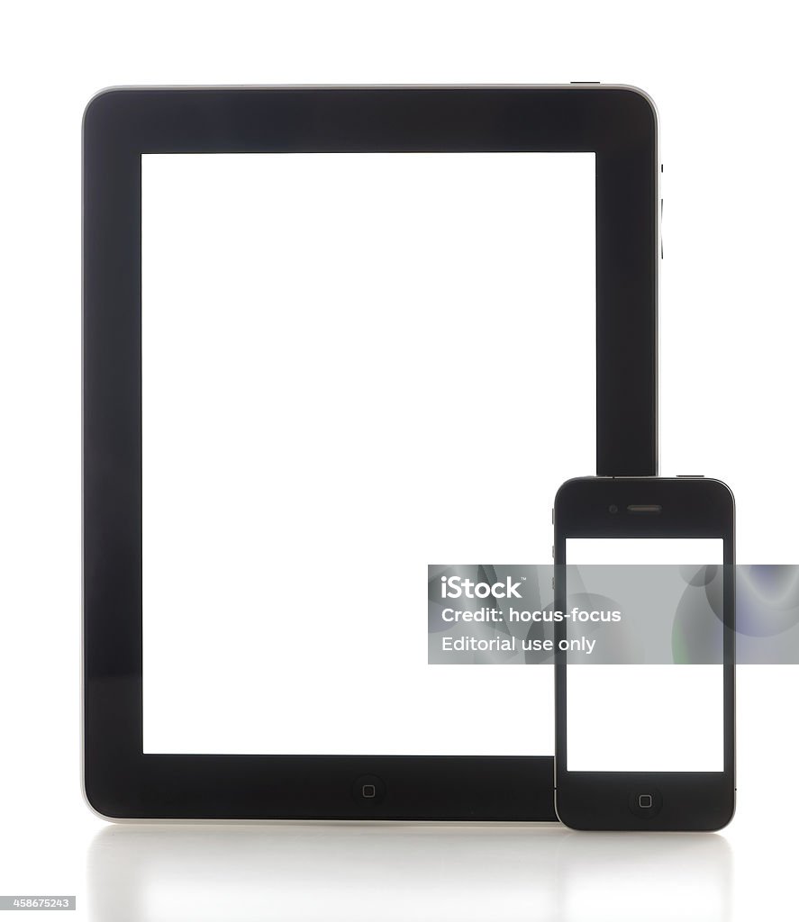 iPhone 4, iPad con schermo bianco - Foto stock royalty-free di Affari