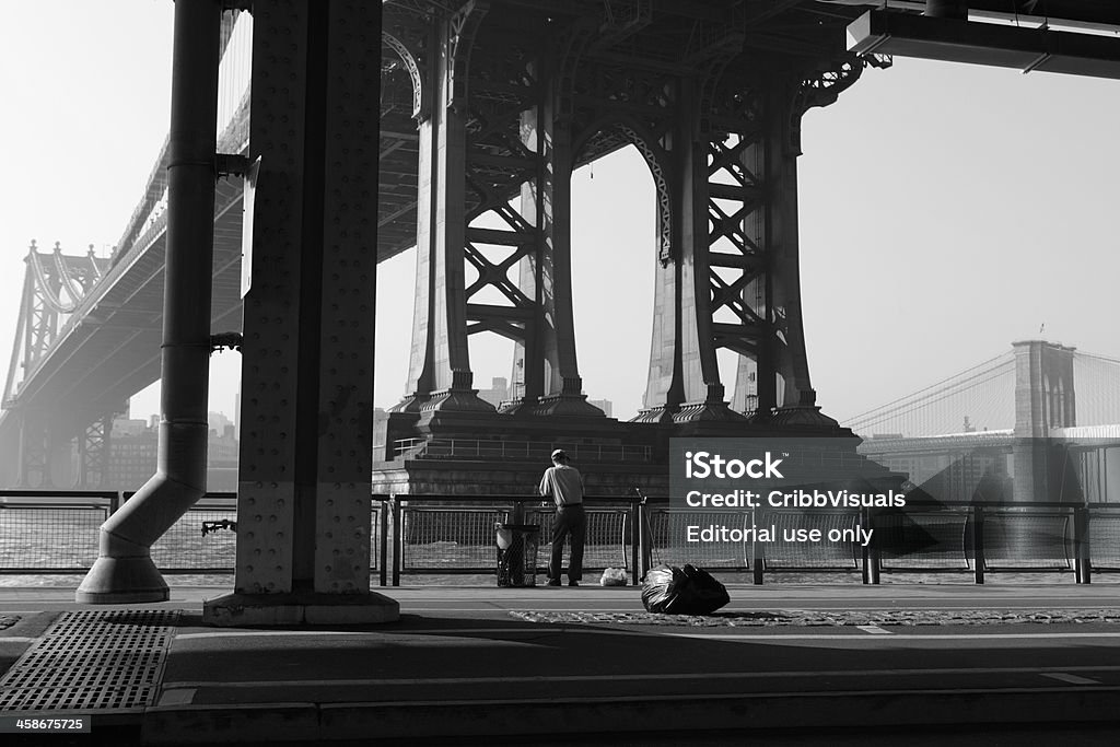 뉴욕시행 낚시는요 사람 및 매해튼 구름다리 - 로열티 프리 건강한 생활방식 스톡 사진